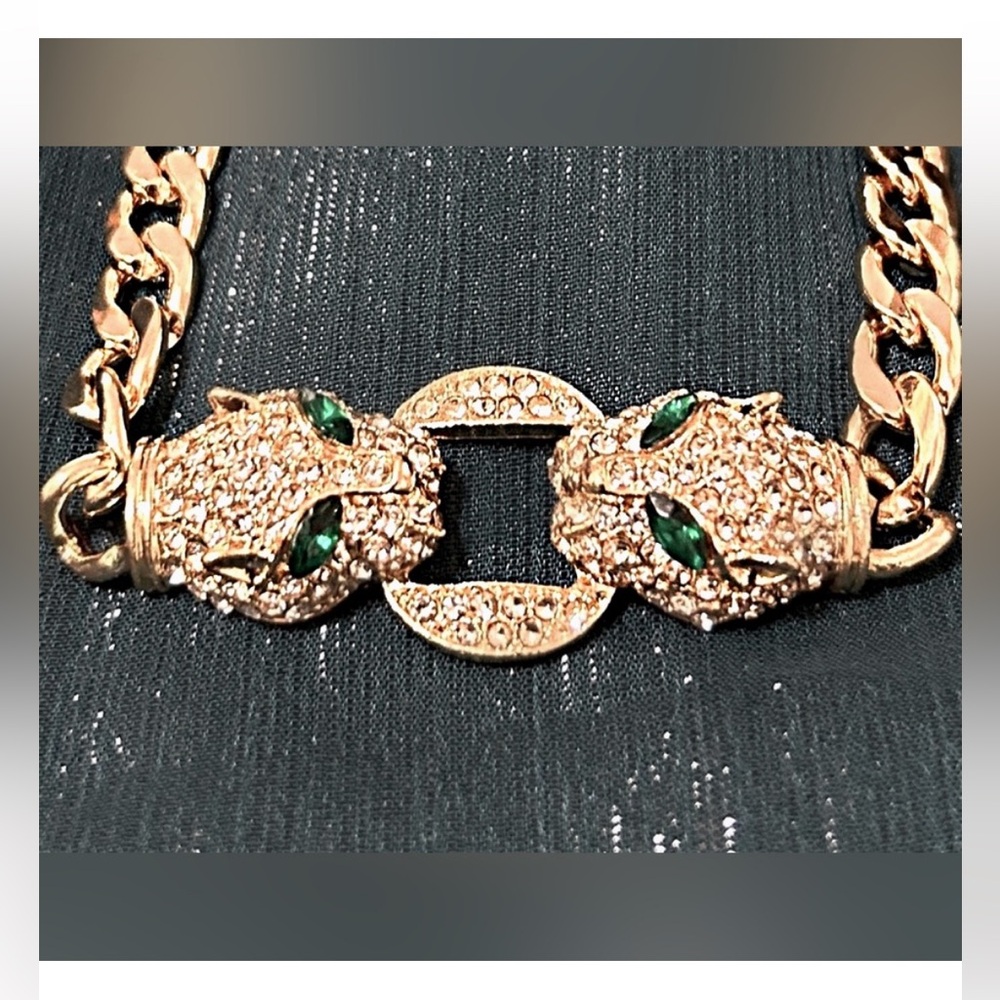 Eclectic Gold and Green Panther Bracelet - Picture 5 of 6